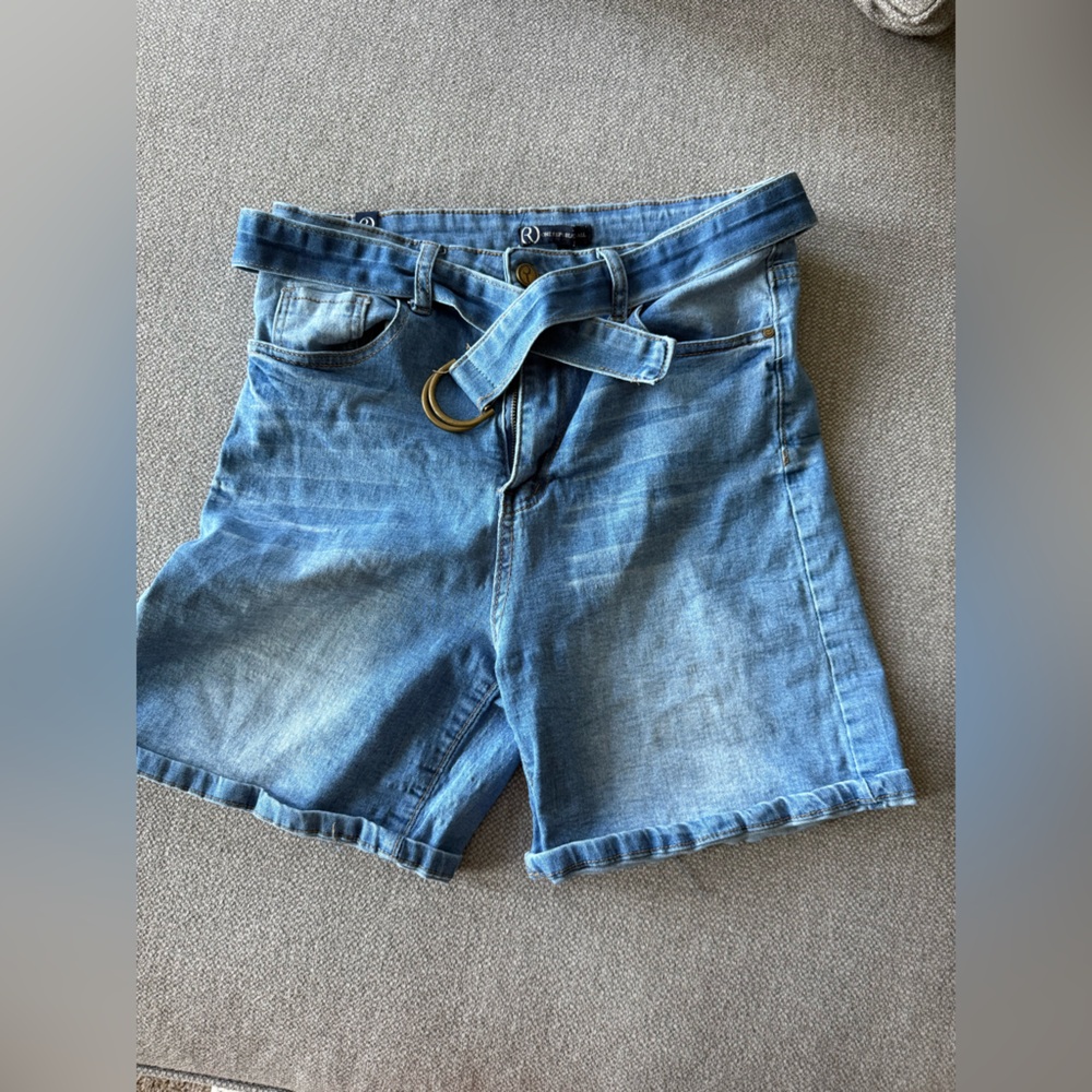 Women's Denim Belted Shorts